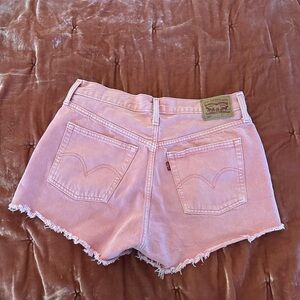 Levi's 501 Pink Distressed Jean Shorts High-Waisted